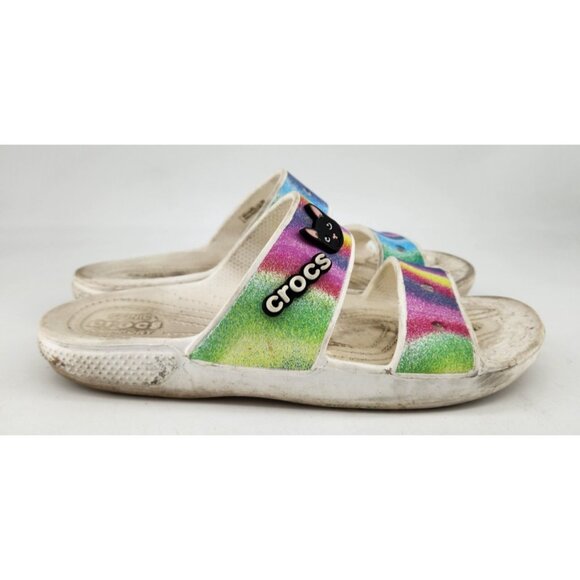 Crocs Men's 9 Women's 11 Rainbow Spray Tie Dye Strap Sandal 208055 - Picture 6 of 14